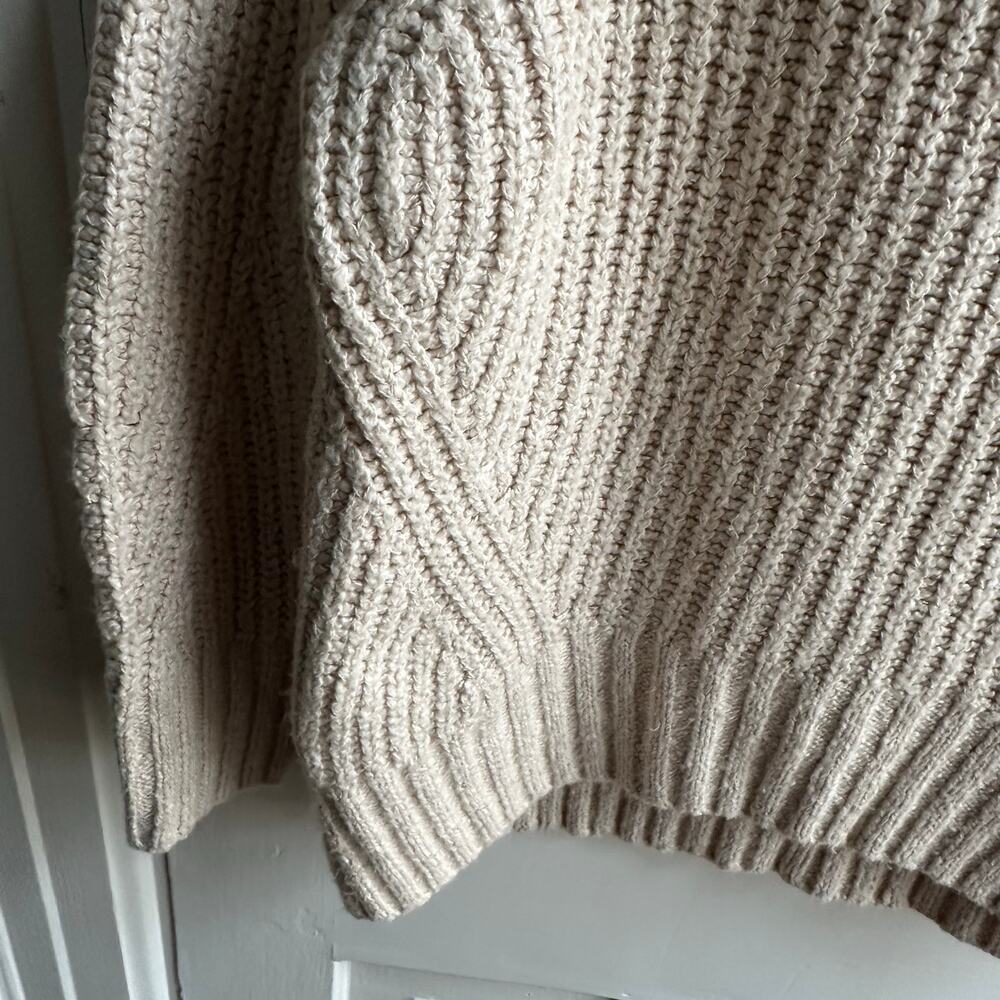 Anthropologie Maeve Funnel Neck Rib Knit Sweater Beige XS - Picture 6 of 8